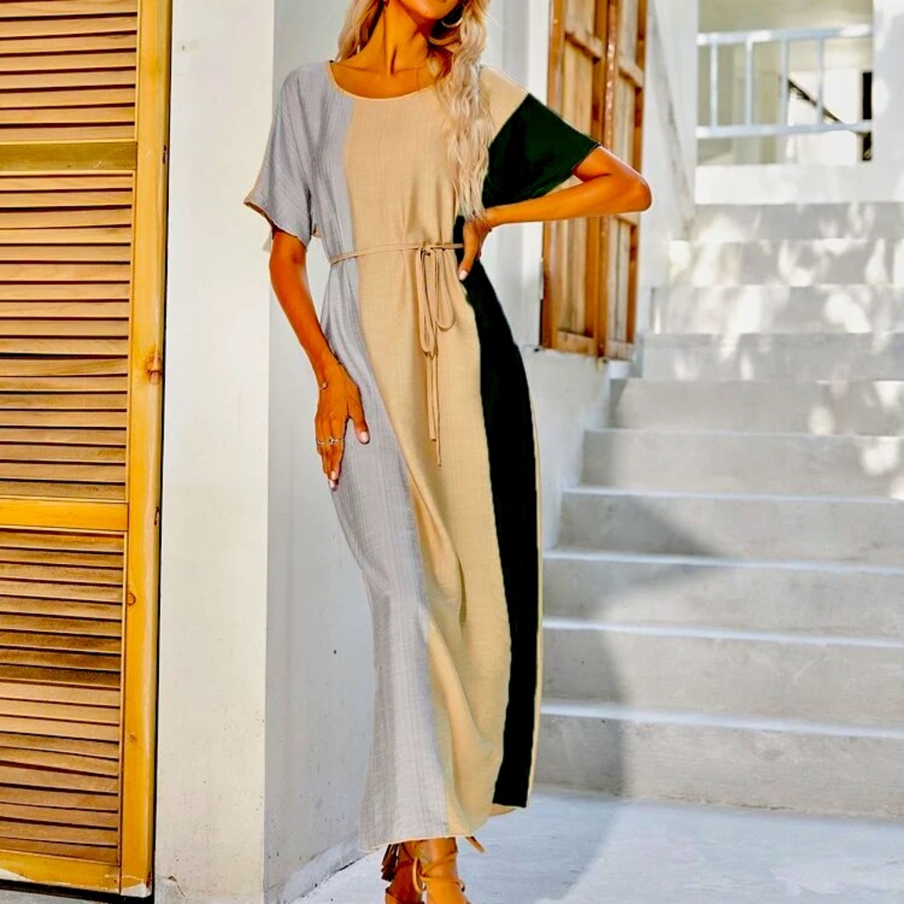 Cut And Sew Belted Dress